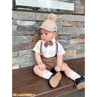 Bộ công tử kẻ comle 4 món cho bé trai 8-23kg