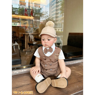 Bộ công tử kẻ comle 4 món cho bé trai 8-23kg