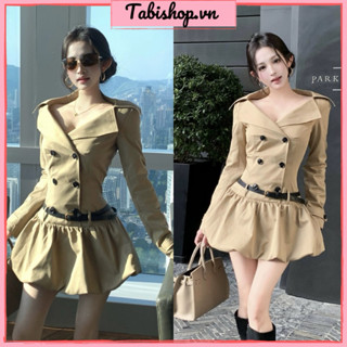  Đầm bí cổ vest tay dài ko kèm nịt  TABISHOP Váy nữ sang chảnh mặc thu đông đi làm đi dạo đi chơi 221  