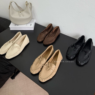 (HÀNG SẴN) Loafer mũi tròn phối nơ Lamode mẫu mới thu đông 2025 mã 9953M
