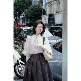   Muse By BOHEE  Áo Sơ Mi Nữ Phượng Vĩ A575 Thiết Kế Dài Tay Màu Trắng Thanh Lịch Phong Cách Công Sở 