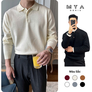 Áo len nam Polo dài tay MYA, áo polo len dệt kim cổ bẻ chất len dày dặn, mềm mịn Hàn Quốc