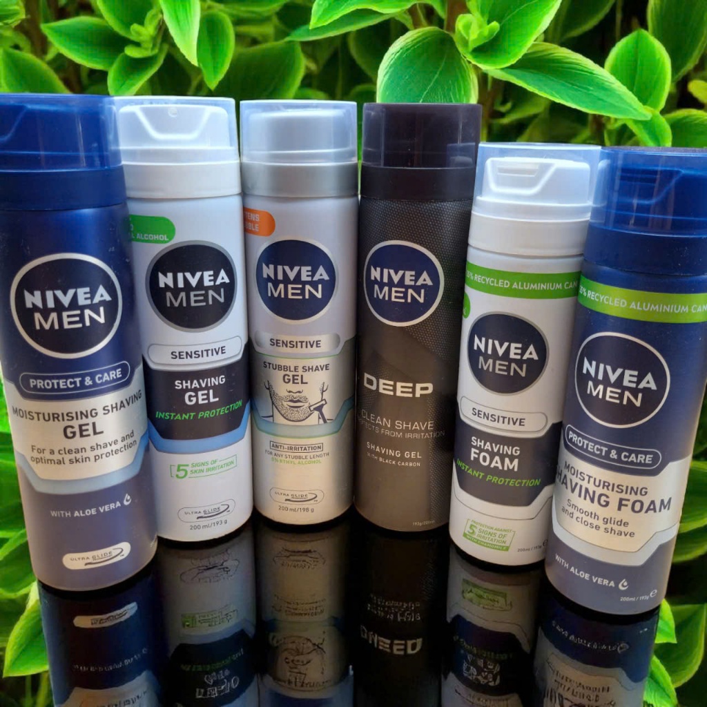 Nivea Men Shave Gel and Foam , NIVEA MEN After Shave Balsam Protect & Care Gel cạo râu , bọt cạo râu