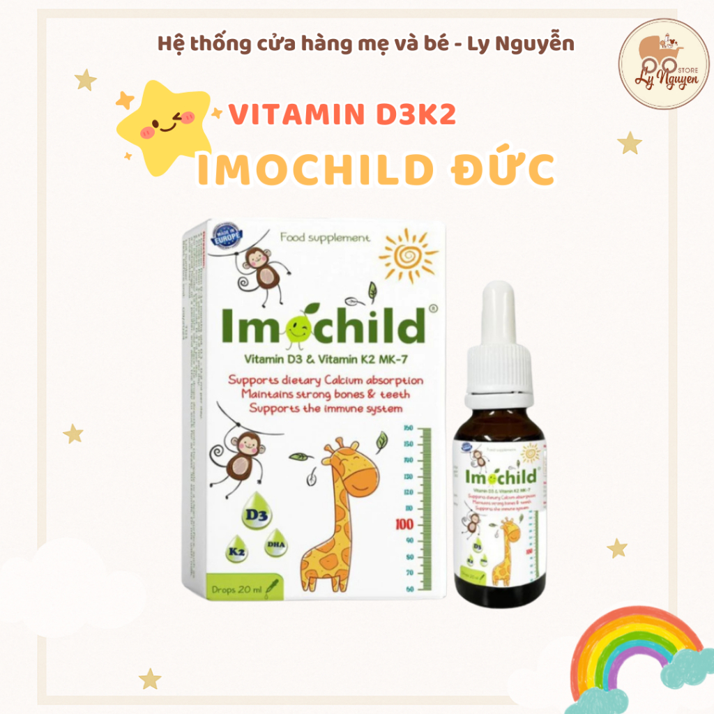 [LyNguyenStore] Vitamin D3K2 Imochild Đức – Tăng Chiều Cao, Chống Còi Xương Cho Trẻ Sơ Sinh & Trẻ Nh