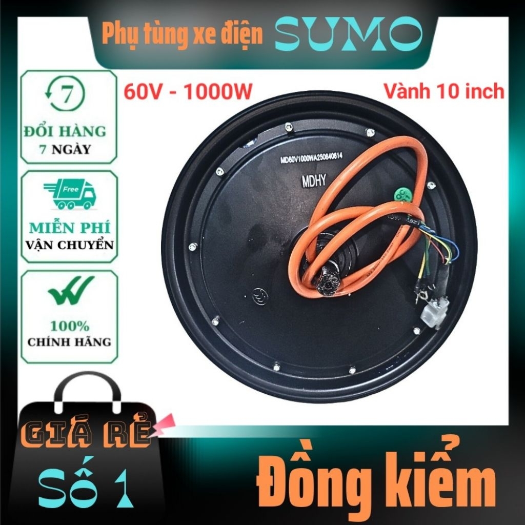 Động cơ xe điện 60V - 1000W, động cơ xe điện gogo, vespa, xmen, 133m... 100% dây đồng (Tặng bộ ốc + 