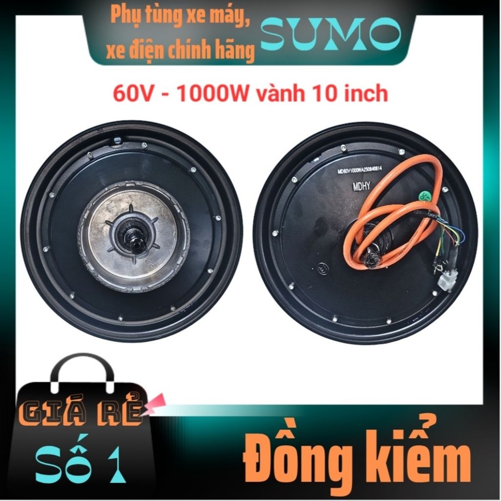 Động cơ xe điện 60V - 1000W vành 10 inch, động cơ xe điện gogo, vespa, xmen, 133m... 100% dây đồng (