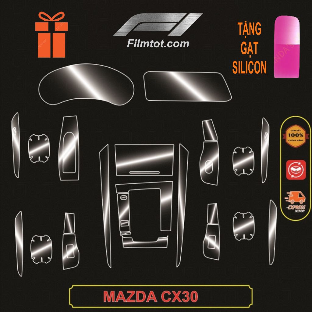 (Tặng gạt silicon) Mazda CX30:Tấm Dán PPF Nội Thất | Chống Trầy Xước – Full Phụ Kiện Tự Dán