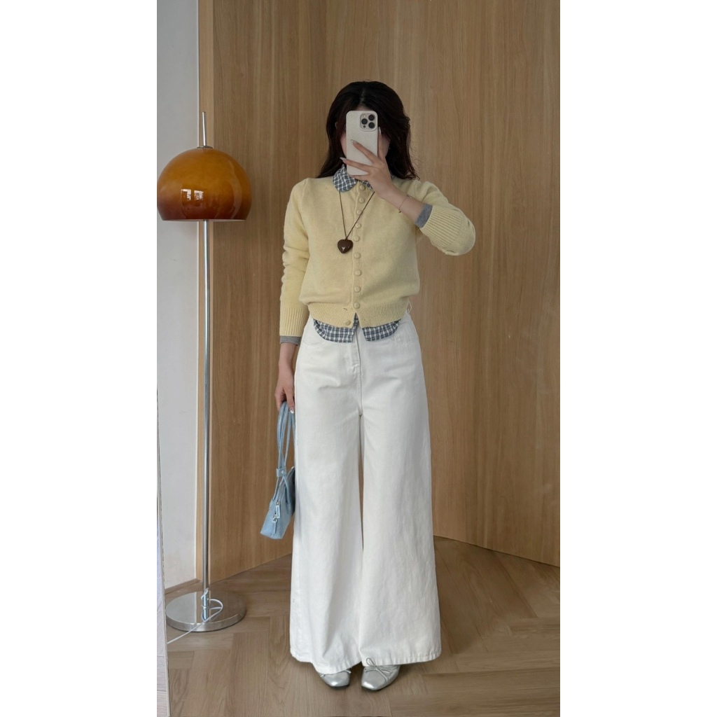 ÁO CARDIGAN LEN LÔNG THỎ MỊN CỔ TRÒN PHÓI CÚC BỌC STYLE ULZZANG HÀN QUỐC - DÀNH CHO NỮ | BigBuy360 - bigbuy360.vn