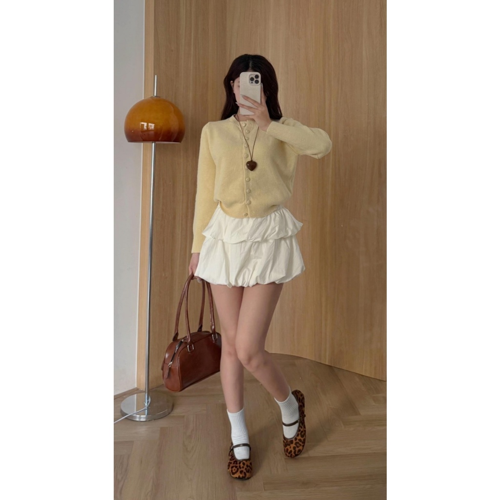 ÁO CARDIGAN LEN LÔNG THỎ MỊN CỔ TRÒN PHÓI CÚC BỌC STYLE ULZZANG HÀN QUỐC - DÀNH CHO NỮ | BigBuy360 - bigbuy360.vn