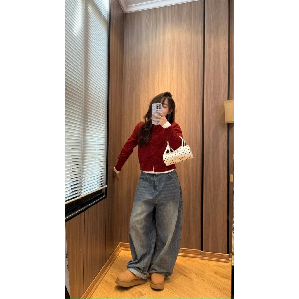 ÁO CARDIGAN LEN LÔNG THỎ MỊN CỔ TRÒN PHÓI CÚC BỌC STYLE ULZZANG HÀN QUỐC - DÀNH CHO NỮ | BigBuy360 - bigbuy360.vn