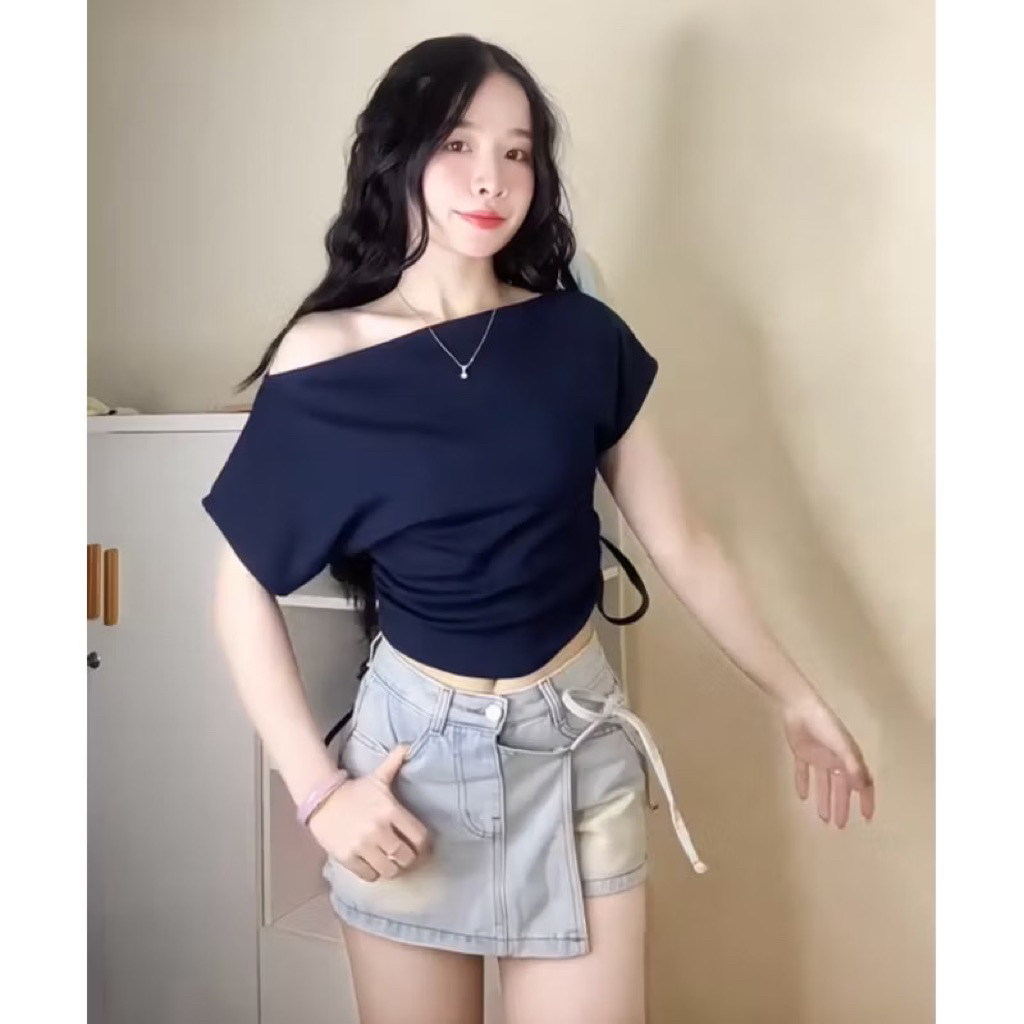 Áo Thun Nữ Trễ Vai Cộc Tay Nữ cotton Co Giãn mịn mát | BigBuy360 - bigbuy360.vn
