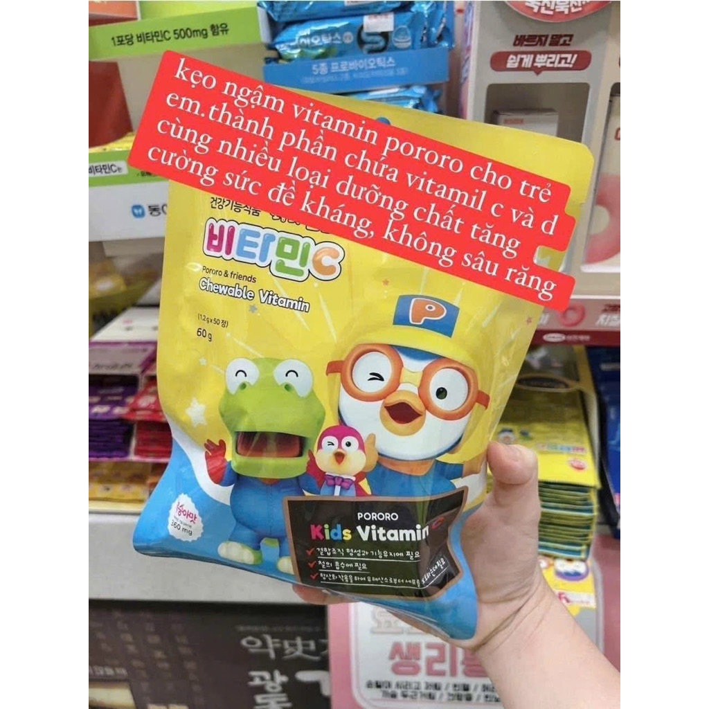 KẸO VITAMIN BEBE MORIN PORORO HÀN QUỐC 60G