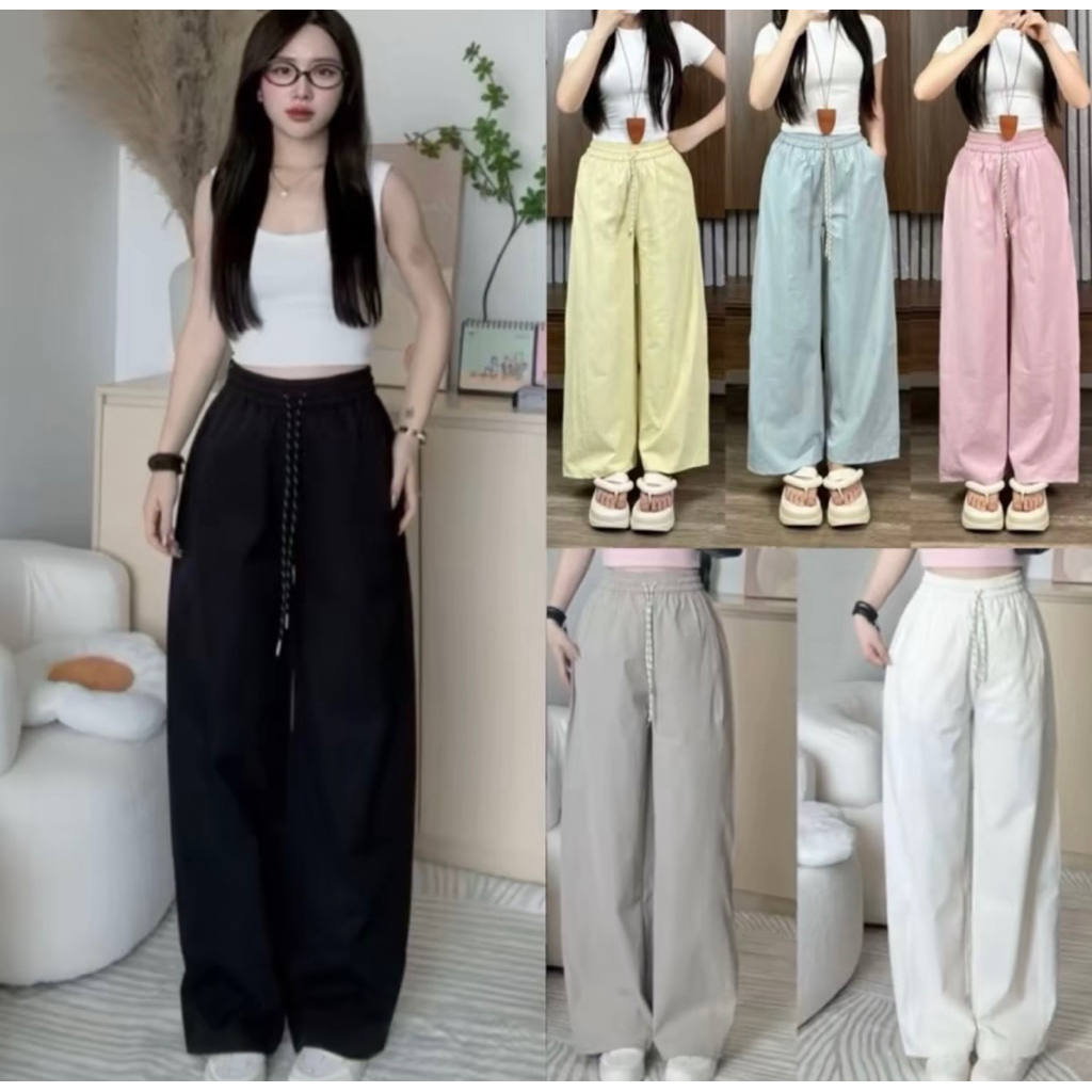 [DEAL MỞ BÁN] Quần dài nữ  kẻ sọc hoạ tiết nơ Cạp Chun Lưng Cao | BigBuy360 - bigbuy360.vn