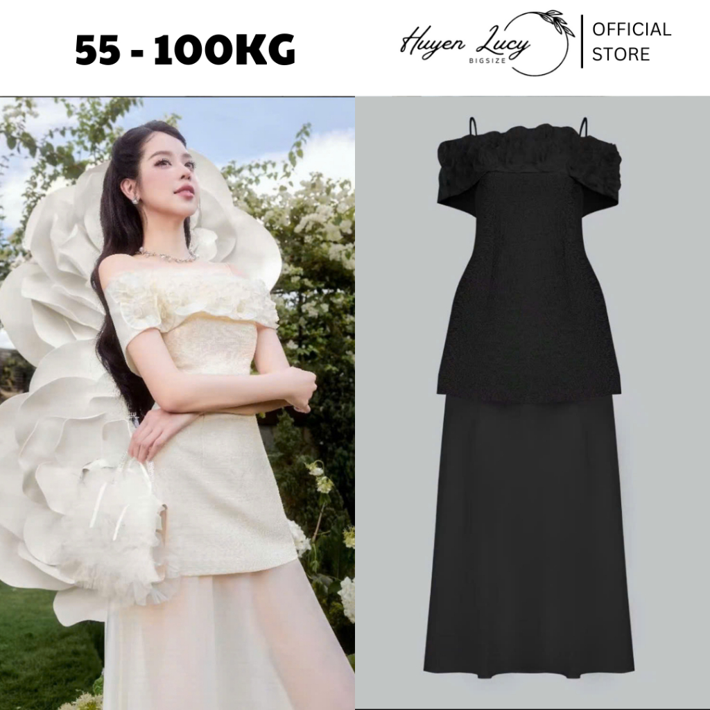 ĐẦM CAO CẤP DỰ TIỆC ĐÍNH ĐÁ BÈO NỔI sang trọng thanh lịch hàng thiết kế hot trend Huyền Lucy Bigsize