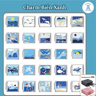 NEW  -  Vòng tay ITALIAN CHARM (MẪU CHARM BIỂN XANH ) - Hàng có sẵn - DIY 9mm Thép Không Gỉ