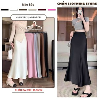 Chân Váy Dài Dáng A Trơn Cạp Liền Lưng Cao  Lụa Mềm Chân Váy Đuôi Cá Nhiều Màu Tôn Dáng Sang Trọng