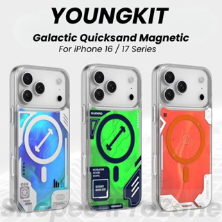  Ốp Lưng Youngkit Galactic Quicksand Magnetic Viền Kim Loại Hoa Tiết Cát Chảy Dạ Quang Cho IPhone 17 Pro Max 16 15 14 