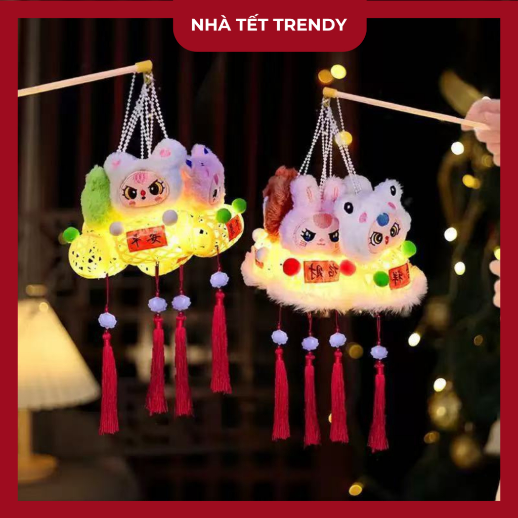 Đèn lồng rọ thú dễ thương hình Babythree,Thỏ.hottrend 2025 - Lồng đèn trang trí nhà cửa,lớp học gắn 