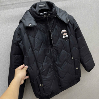  Áo khoác phao mũ nam trần bông zíc zắc thêu da logo búp bê đeo kính 3 lớp basic AK249P 