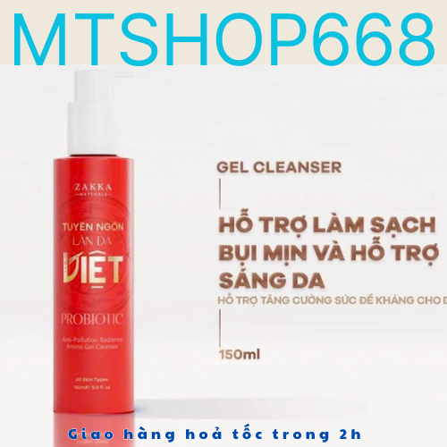 [Bao bì mới] Gel Rửa Mặt Làm Sạch Bụi Mịn Probiotic Anti-Pollution Radiance Amino Gel ZAKKA NATURALS