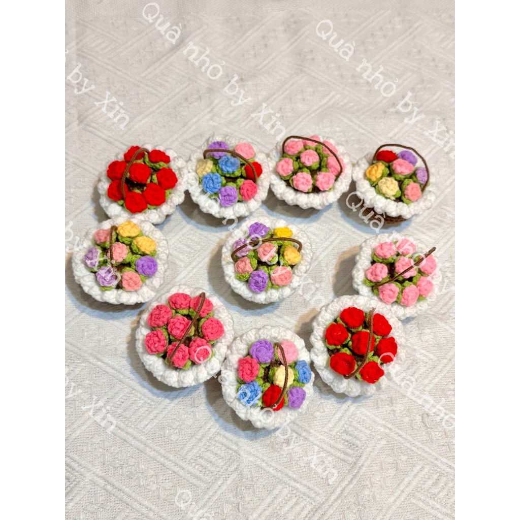 [H04] Giỏ hoa mini handmade bằng len
