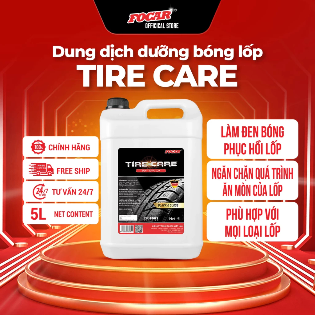 Dung dịch dưỡng đen bóng lốp ô tô Focar Tire Care 5L