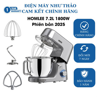   Bản UK Đức  Máy nhào bột HOMLEE SM-1508 7.2L 1800W - PHIÊN BẢN CẢI TIẾN 2025- MÓC CÂU INOX BÁNH RĂNG KIM LOẠI 