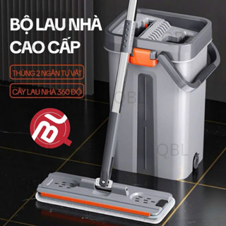 Bộ Cây Lau Nhà QBL PRO, Thùng Lau Nhà Tự Vắt Thông Minh, Chổi Lau Nhà Xoay 360 Độ, Lau Sàn Làm Sạch