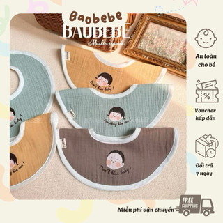 Yếm xô muslin 360 độ xin đừng hôn con/ don’t kiss baby hàng thiết kế BAOBEBE