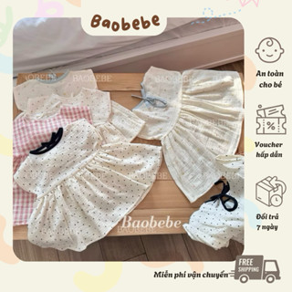 váy babydoll xô muslin style Hàn cho bé gái 6-14kg