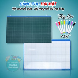 Bảng Phụ 2 Mặt Cho Giáo Viên - Bảng Học Nhóm Treo Tường, 2 Mặt Viết Bút Dạ & Phấn (Có Quà Tặng)