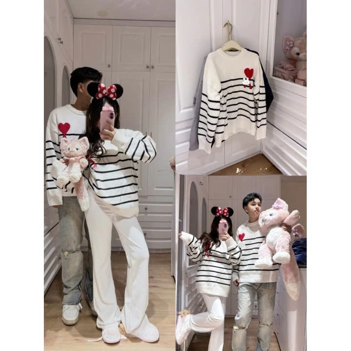 Áo Len Nữ Sọc Ngang Thêu Hình Trái Tim Dễ Thương – Áo Len Dệt Kim Form Rộng Ulzzang Hàn Quốc TH16 | BigBuy360 - bigbuy360.vn