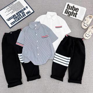  Sét Bộ Phối Boy Phố Áo Ngắn Tay Quần Tây Phong Cách Boy Phố Cho Bé Trai Kiểu Dáng Hàn Quốc Fom Chuẩn --- 