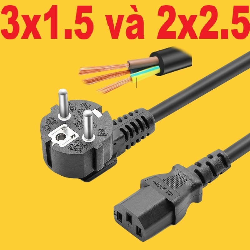 Dây nguồn dài máy tính 3m mét chuẩn 3x1.5mm 60227 đồng nguyễn chất 300v đến 500v