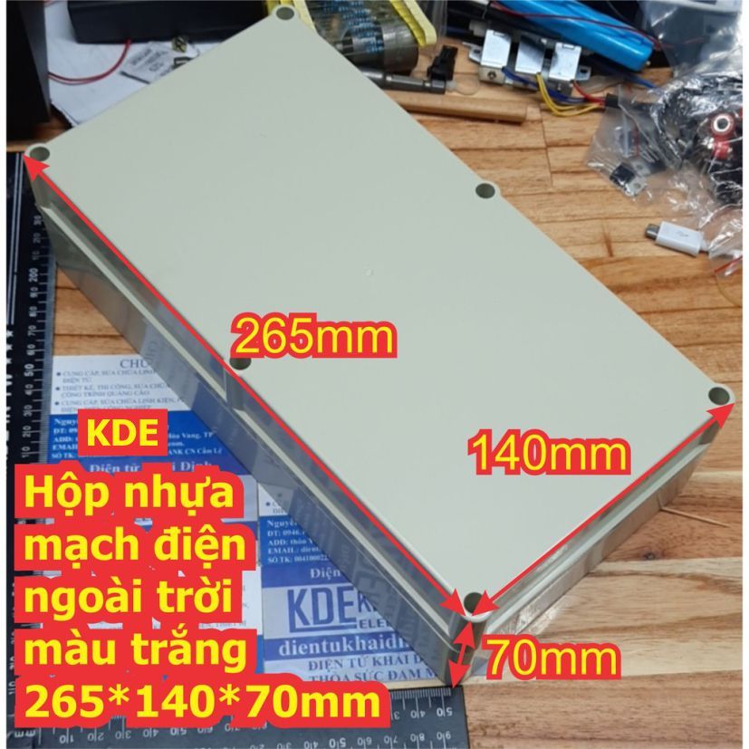 Hộp nhựa hộp mạch điện ngoài trời box thùng nhựa màu trắng 265*140 dày 55mm 70mm 95mm 110mm kde6428