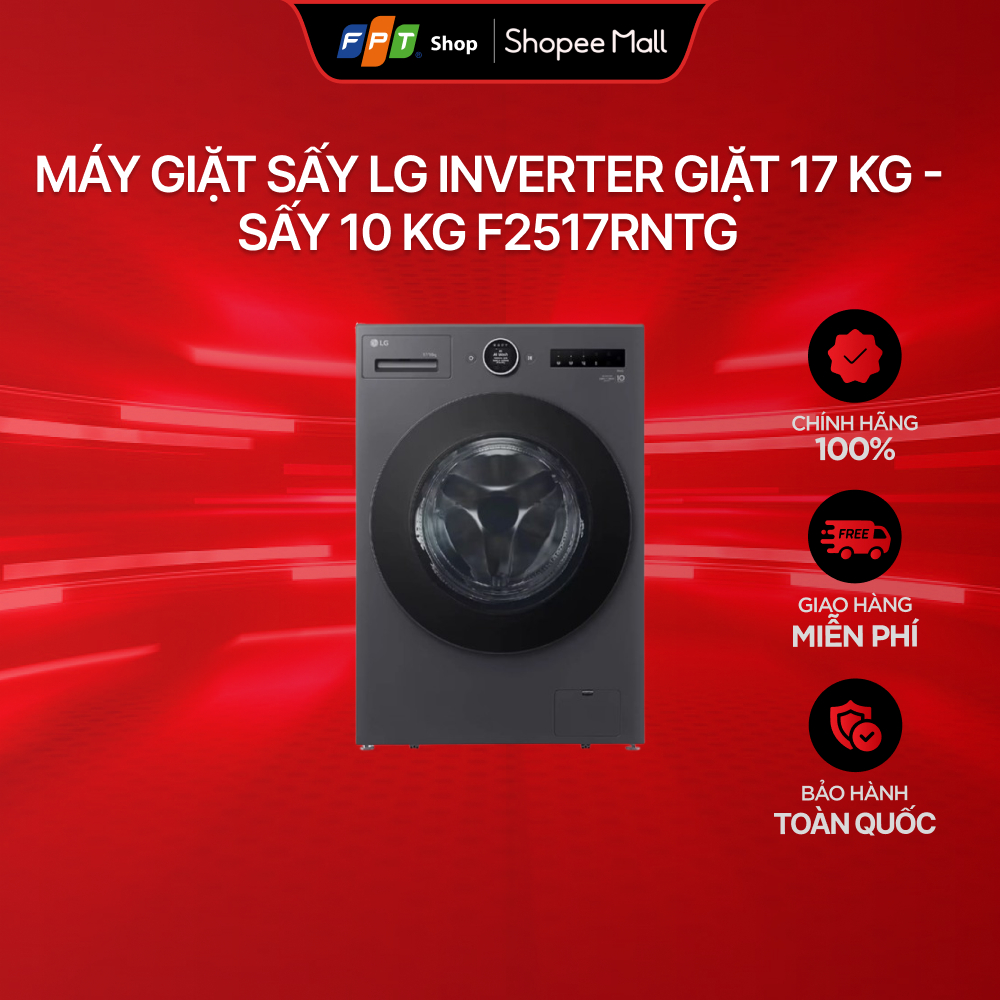 [Chỉ GH tận nơi] Máy giặt sấy LG Inverter giặt 17 kg - sấy 10 kg F2517RNTG
