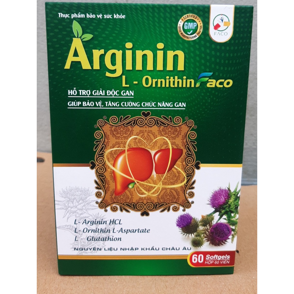 ARGININ L-ornithin Faco giúp bổ gan, mát gan, hỗ trợ giải độc gan, giúp bảo vệ và tăng cường chức nă