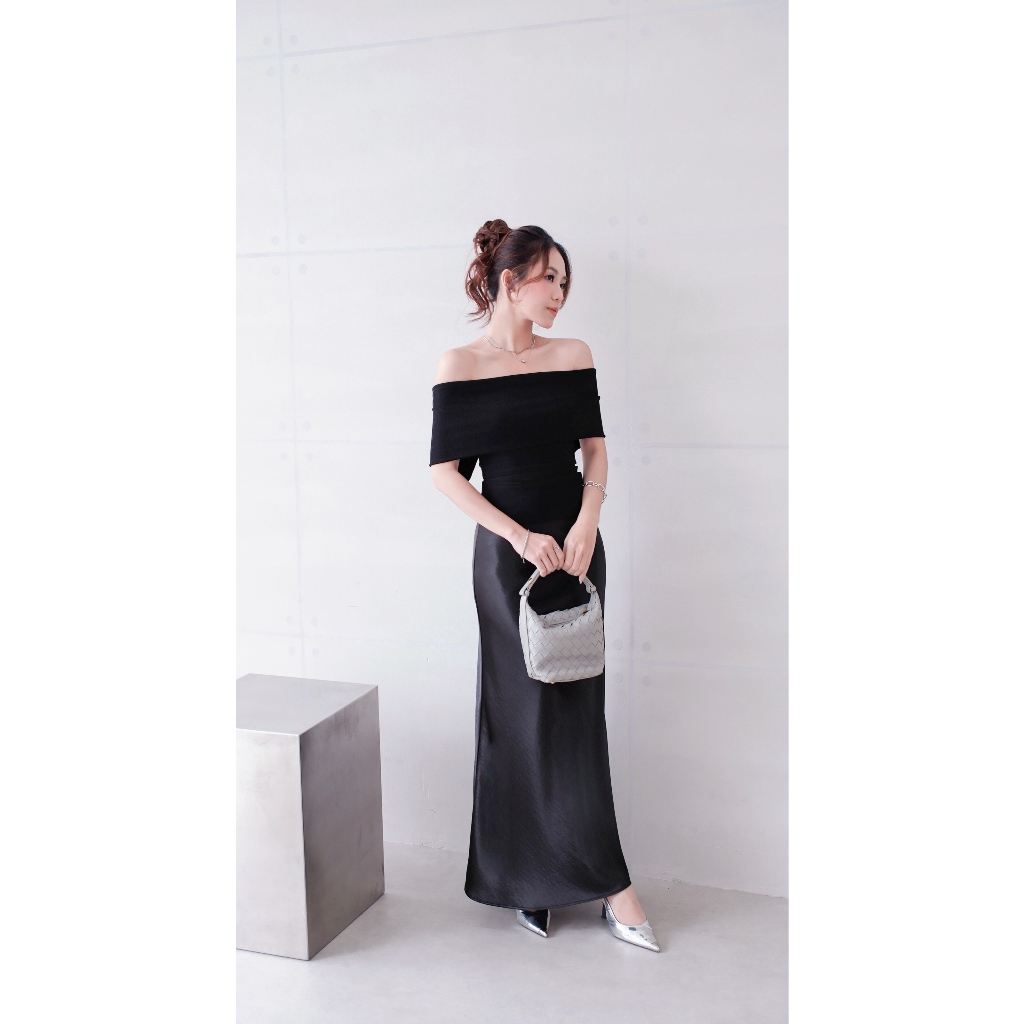 Chân Váy Dài Lụa Nhũ Dáng Suông Nhún Eo La Boutique V024 | BigBuy360 - bigbuy360.vn