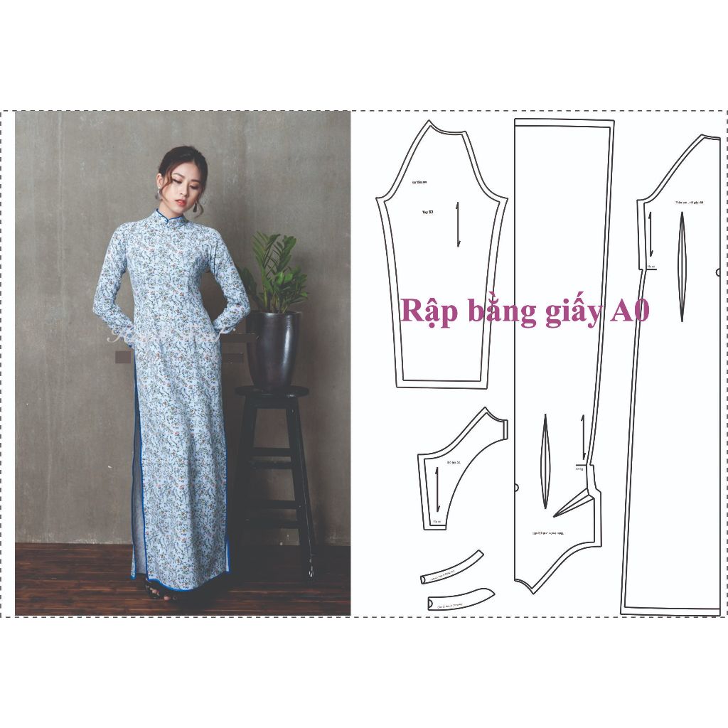 Rập giấy A0 mã AD04 - Rập áo dài truyền thống