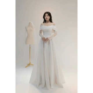  ẢNH THẬT SHOP _ Váy tiệc đi bàn lễ nhà thờ dài tay cao cấp nàng dâu dịu dàng duyên dáng trong ngày cưới 