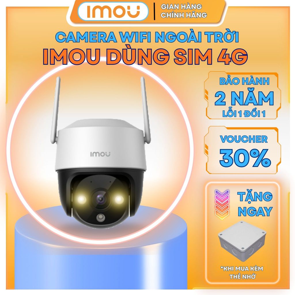 Camera Wifi Ngoài trời DÙNG SIM 4G IMOU S21FTP 2MB 1080P Màu Đêm, Xoay 360 - Chính hãng