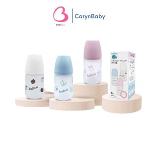   Tặng 1 núm  Bình Sữa Thuỷ Tinh Babuu Tráng Silicon Cổ Rộng Dung Tích 160ml và 240ml CarynShop 