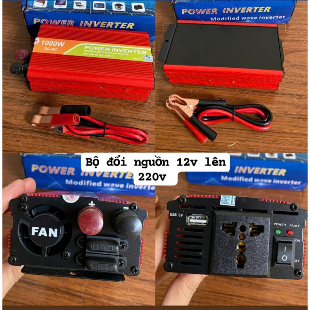 Bộ chuyển đổi 12v lên 220v, 24v lên 220v dành cho xe ô tô