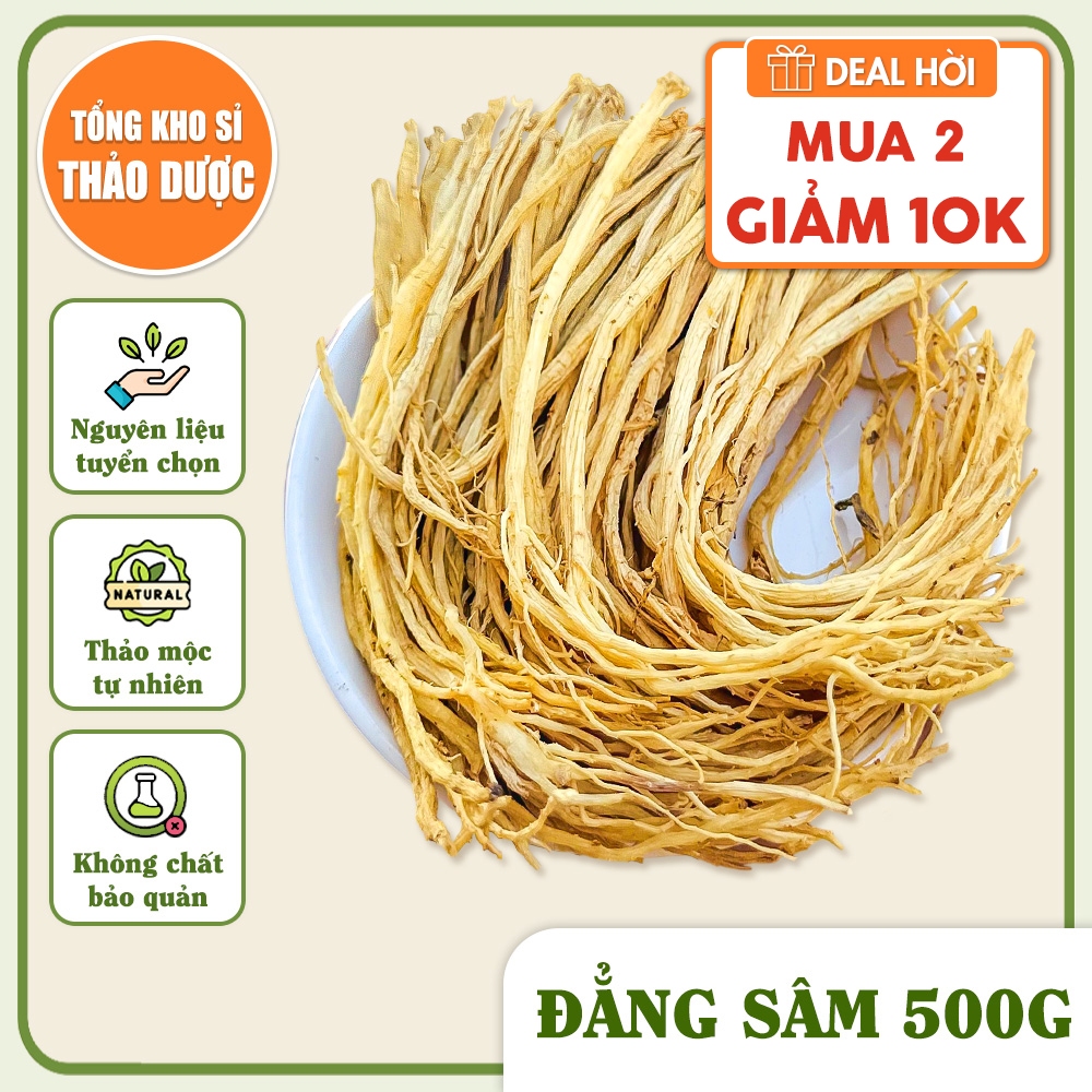 Đẳng sâm khô 500g, đảng sâm, sợi vàng, to, thơm, dùng pha trà, hầm canh, tốt cho sức khỏe