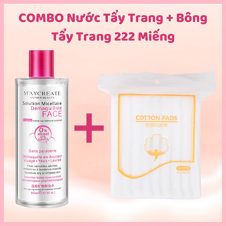 Combo Nước tẩy trang 300ml MayCreate và 222 Miếng Bông Tẩy Trang Phù Hợp Với Cho Mọi Loại Da
