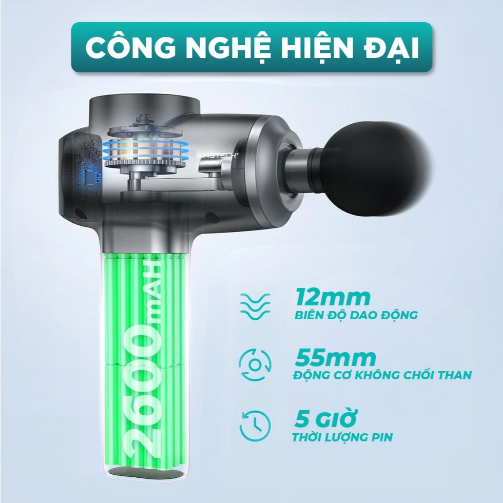 Súng Massage Cao Cấp KINGTECH MAX 1S -  Máy Mát xa Chuyên Nghiệp Giúp Giảm Đau, Giãn Cơ Cho Gymer, Runner, Vận Động Viên | BigBuy360 - bigbuy360.vn