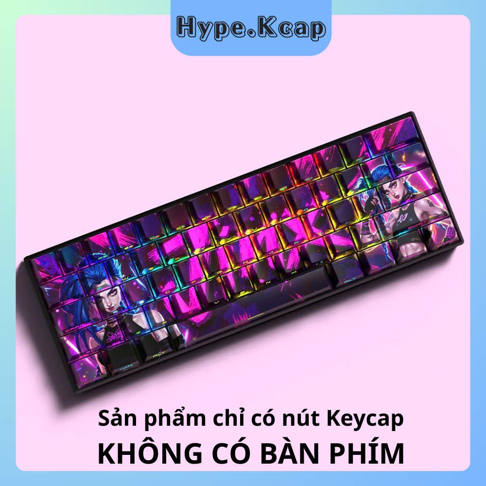 Keycap Jinx Liên Minh Huyền Thoại xuyên led Cherry Profile nhựa PBT dành cho bàn phím cơ