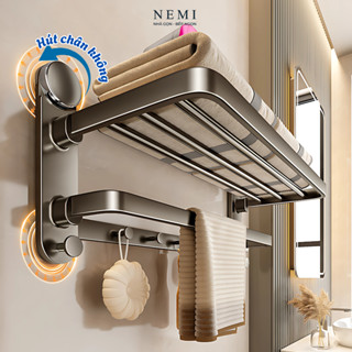 Kệ Nhà Tắm Cao Cấp NEMI 2 Tầng, Kệ Phòng Tắm Để Đồ, Treo Khăn Chất Liệu Không Gỉ Tháo Lắp Dễ Dàng