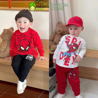   10-29KG  Bộ Dài Tay Cho Bé Trai KIMCHIBABY Vải Cotton 4C Mềm Mại Họa Tiết Siêu Nhân Người Nhện Bộ Cho Bé Mặc Nhà KD501 