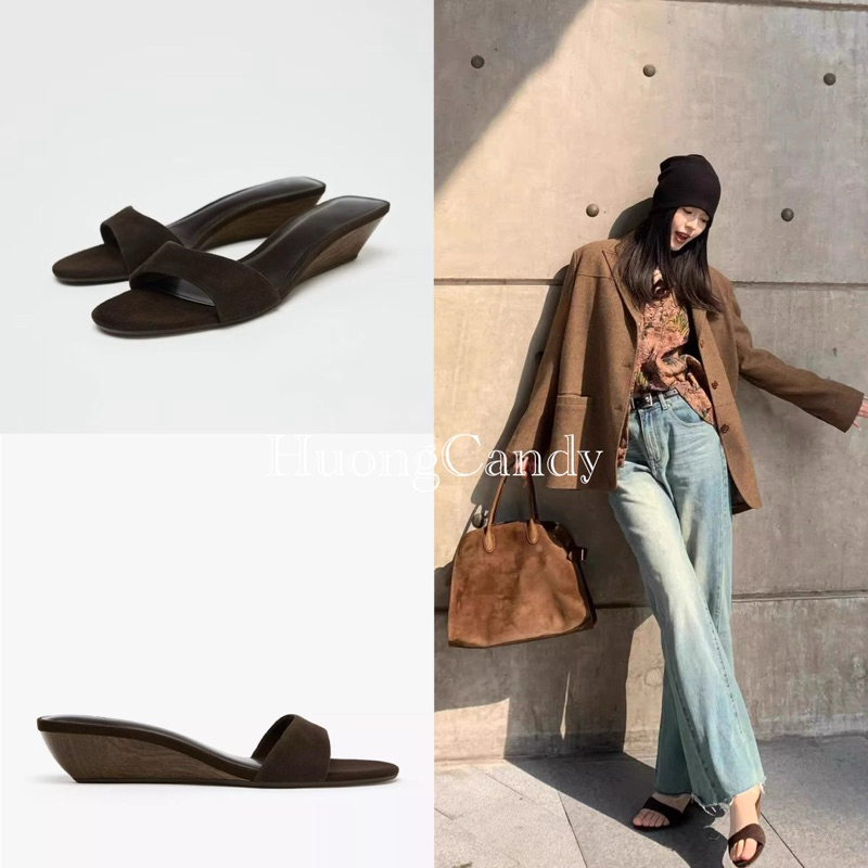 Guốc nâu socola da lộn gót xuồng đế thấp FULLBOX(sẵn)8785/T2.2A+T2.7A